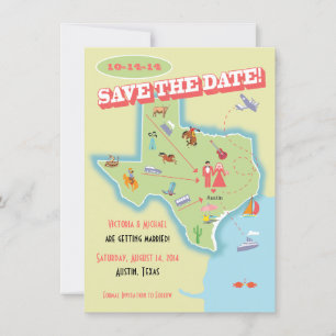 Invitation Destination de mariage Texas State, réservez la da