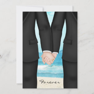 Invitation Destination de plage Gay Two Grooms