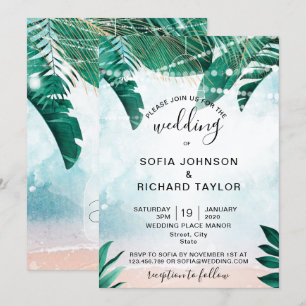 Invitation destination de plage tropicale été aquarelle mer