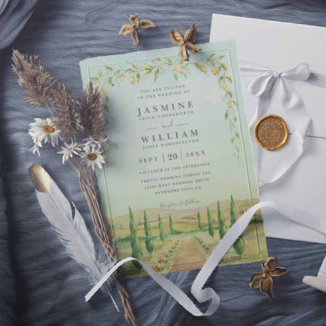 Invitation Destination Élégante Italie Mariage Moderne Rustiq (Créateur téléchargé)