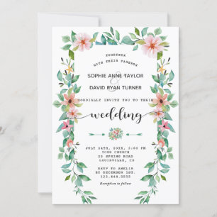 Invitation Destination Luau Tropical Floral Wreath Mariage