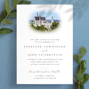Invitation Destination Mariage Château Élégant Superposition