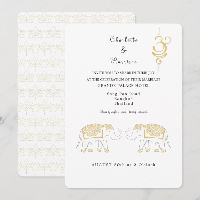 Invitation Destination Mariage en Thaïlande (Devant / Derrière)