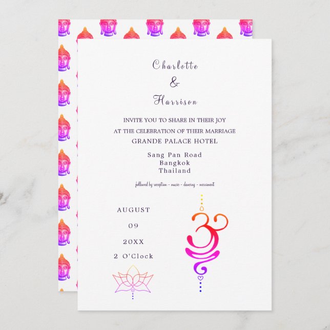 Invitation Destination Mariage en Thaïlande (Devant / Derrière)