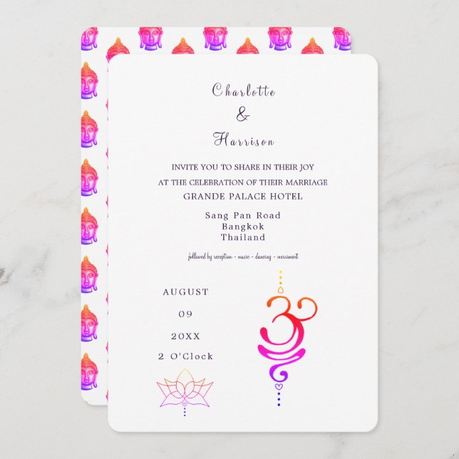 Invitation Destination Mariage en Thaïlande (Devant / Derrière)