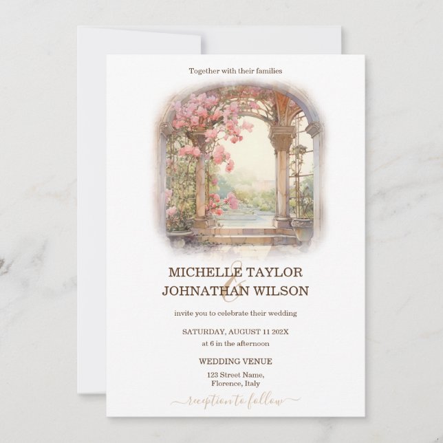 Invitation Destination Mariage Italie Toscane Florence (Devant)