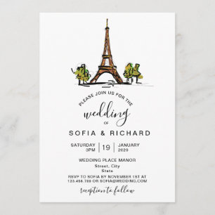 Invitation Destination Mariage moderne Paris Tour Eiffel