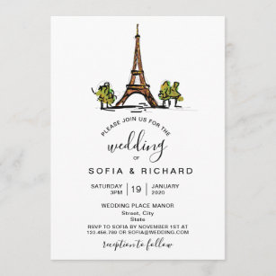 Invitation Destination Mariage moderne Paris Tour Eiffel