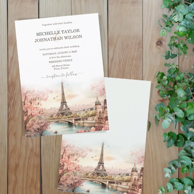 Invitation Destination Mariage Paris Tour Eiffel France (Créateur téléchargé)