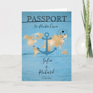 Invitation Destination Mariage Passport World Map Ancre