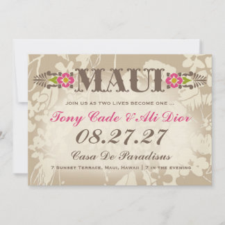 Invitation Destination MAUI Linen floral tropical