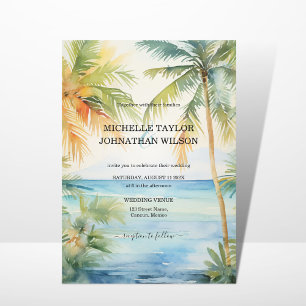 Invitation Destination moderne Mariage Palm Trees Beach