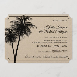 Invitation Destination Palmier   Noir sur Kraft