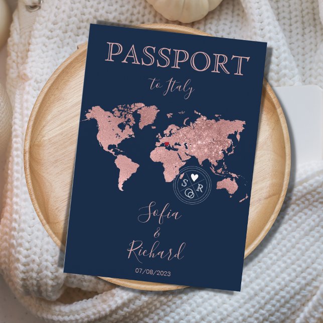 Invitation Destination Passport Gold World (Créateur téléchargé)
