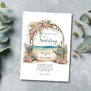 Invitation Destination Plage Floral Arc Botanique Mariage
