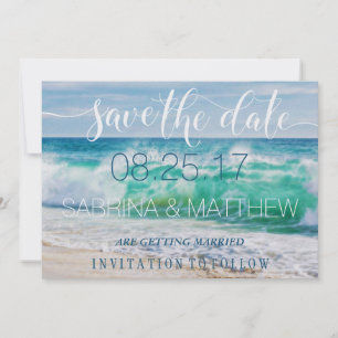 Invitation Destination Plage Vagues Déferlantes Enregistrez l