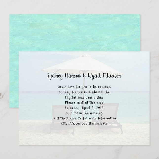 Invitation Destination Simple Mariage Chaises De Plage Invita (Devant / Derrière)