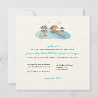 Invitation Destination Tropicale Wedding Beach Plage Planche