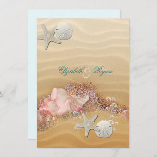 Invitation Destination Wedding Beach Starfish Seashells