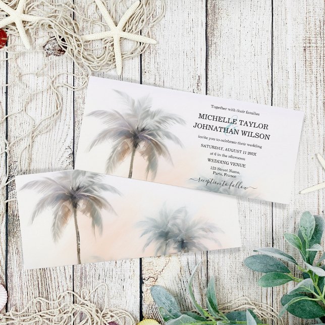 Invitation Destination Wedding Beach Tropical Island Palm (Créateur téléchargé)