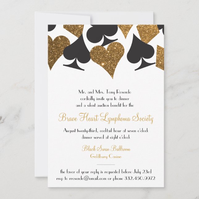 Invitation Destiny Las Vegas Casino Party Faux Gold Parties s (Devant)