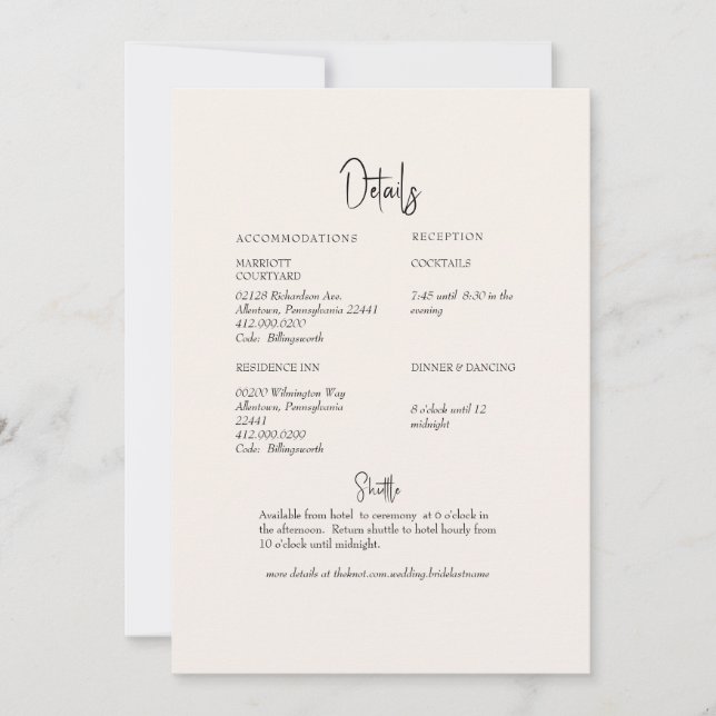 Invitation Détail de mariage à la verdure crème (Devant)