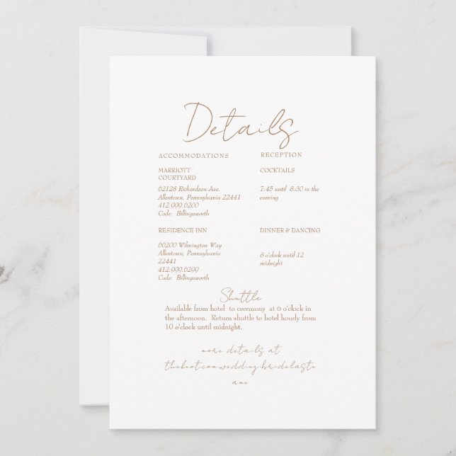 Invitation Détail de mariage en texte Pampas Or (Devant)