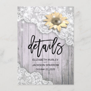 Invitation Détail de mariage Fleurs de tournesol en dentelle 