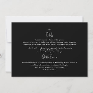 Invitation Détail de mariage floral vintage noir et blanc