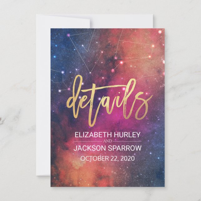 Invitation Détail de mariage Magnifique étoile nébuleuse cons (Dos)