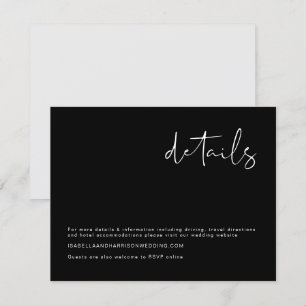 Invitation Détail de mariage minimaliste moderne noir et blan