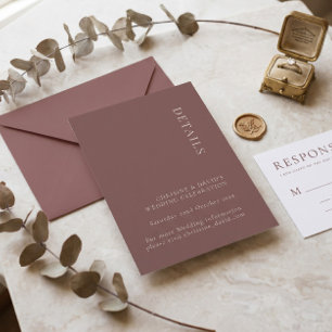 Invitation Détail de mariage minimaliste rose sombre Enclosur
