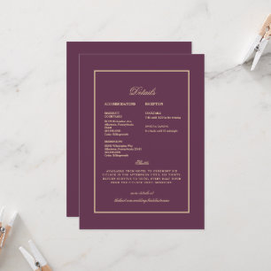 Invitation Détail Ethnique Indien Mariage Violet & Or