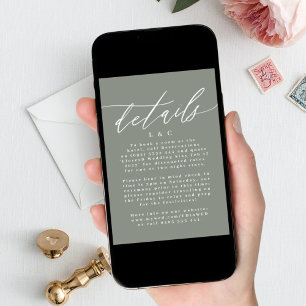 Invitation Détail numérique moderne blanc et vert Sage