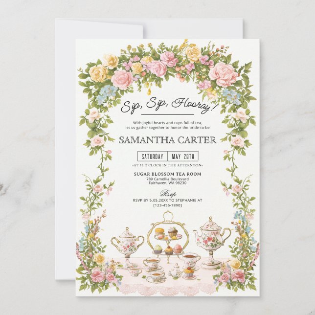 Invitation détaillée pour une fête de thé de maria (Devant)
