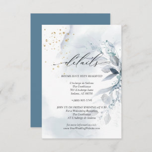 Invitation Détails 3 Elégant revêtement d'aquarelle bleu Dust