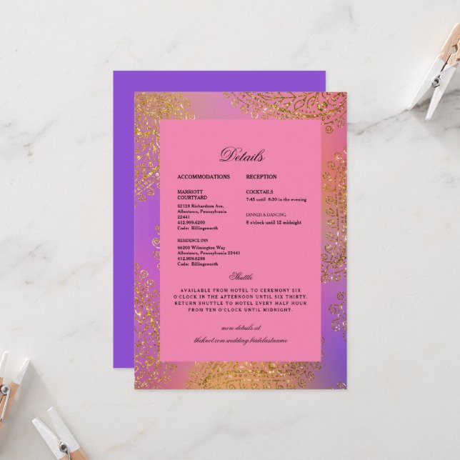 Invitation Détails colorés de mariage ethnique indien (Devant/Arrière en situation)