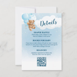Invitation Détails de Baby-Shower Ourson Bleu