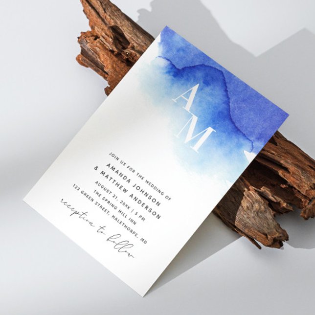 Invitation Détails de code QR de mariage nautique bleu aquare (Créateur téléchargé)