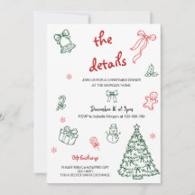 Détails de la soirée de Noël dessinés à la main