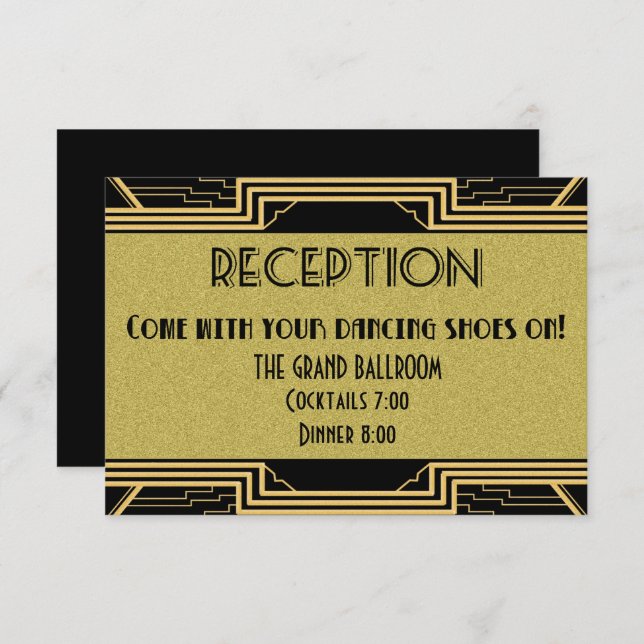 Invitation Détails de la suite de mariage Gatsby Gold Récepti (Devant / Derrière)