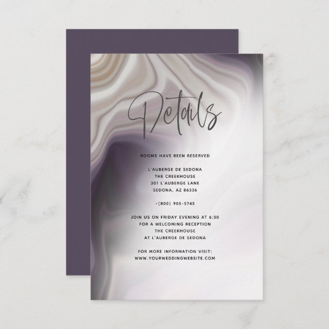 Invitation Détails de l'Agate Prune Poussiéreuse  (Devant / Derrière)