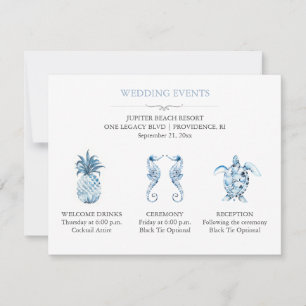 Invitation Détails de l'événement de mariage sur la plage ble