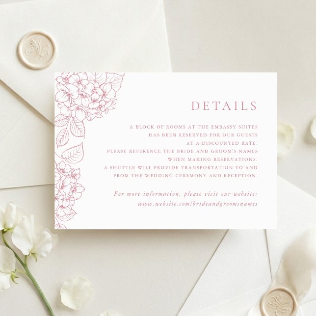 Invitation Détails de l'insert de mariage à l'hydrangea éléga (Créateur téléchargé)