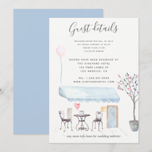 Invitation Détails de l'invité de mariage à Paris aquarelle f