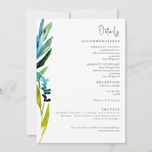 Invitation Détails de mariage à l'aquarelle colorée - Enclosu (Devant)