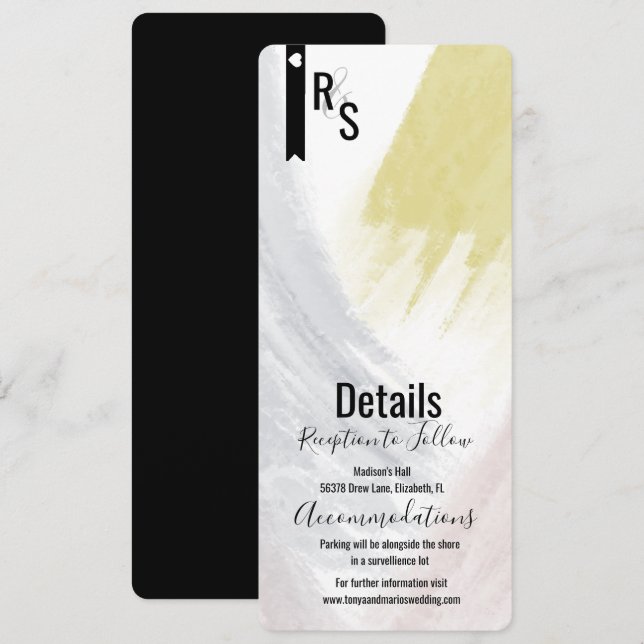 Invitation Détails de mariage Abstrait Moderne Moutarde Blush (Devant / Derrière)