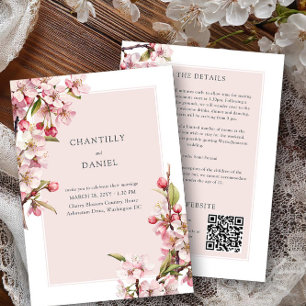 Invitation Détails de mariage aux fleurs de cerisier et site