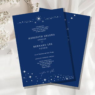 Invitation Détails de mariage bleu élégant céleste formel et