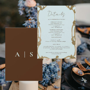 Invitation Détails de mariage bleu givré vintage Simply II